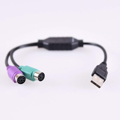 Top-Longer PS2 to USB Adapter for Keyboard & Mouse with PS2 Interface,Support PS/2 Port of KVM Switch (Black) in Kuwait