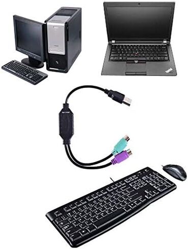 Top-Longer PS2 to USB Adapter for Keyboard & Mouse with PS2 Interface,Support PS/2 Port of KVM Switch (Black) in Kuwait