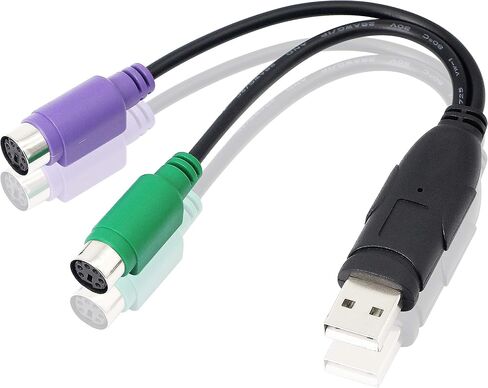 كابل PS/2 إلى USB LEIHONG PS2 قابس USB نشط إلى PS/2 المزدوج محول لوحة المفاتيح رمز الماسح الضوئي محول للوحة المفاتيح - أسود in Kuwait