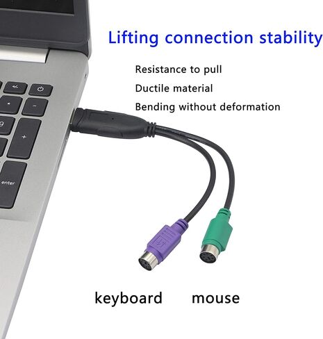 كابل PS/2 إلى USB LEIHONG PS2 قابس USB نشط إلى PS/2 المزدوج محول لوحة المفاتيح رمز الماسح الضوئي محول للوحة المفاتيح - أسود in Kuwait