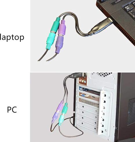 كابل PS/2 إلى USB LEIHONG PS2 قابس USB نشط إلى PS/2 المزدوج محول لوحة المفاتيح رمز الماسح الضوئي محول للوحة المفاتيح - أسود in Kuwait
