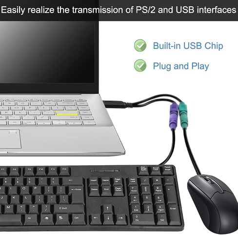 DKARDU PS/2 to USB A Adapter Male to Female Keyboard Adapter PS2 Jack to USB A Plug for Mouse and Keyboard, Replacement PS2 Keyboard Adapter, 4 PCS in Saudi Arabia