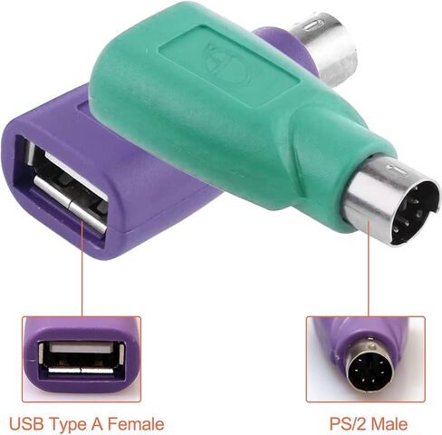 DKARDU PS/2 to USB A Adapter Male to Female Keyboard Adapter PS2 Jack to USB A Plug for Mouse and Keyboard, Replacement PS2 Keyboard Adapter, 4 PCS in Kuwait