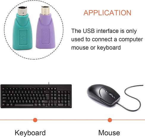 DKARDU PS/2 to USB A Adapter Male to Female Keyboard Adapter PS2 Jack to USB A Plug for Mouse and Keyboard, Replacement PS2 Keyboard Adapter, 4 PCS in Kuwait