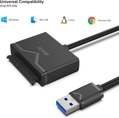 BENFEI SATA to USB Cable, 2in1 USB-C/USB 3.0 to SATA III Hard Driver Adapter Compatible for 2.5 inch HDD and SSD in Kuwait