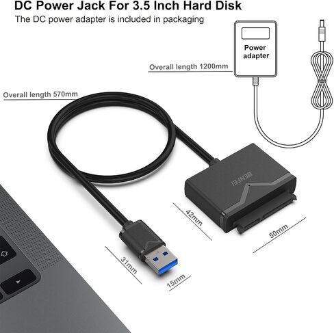 BENFEI SATA to USB Cable, 2in1 USB-C/USB 3.0 to SATA III Hard Driver Adapter Compatible for 2.5 inch HDD and SSD in Kuwait