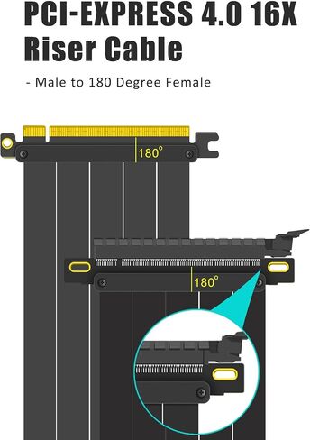 200mm PCIe 4.0 X16 Riser Cable for PCIe 4.0/3.0 GPUs, Such as GeForce RTX 40/30 Series and AMD Radeon RX7000/RX6000 Series, etc in Kuwait