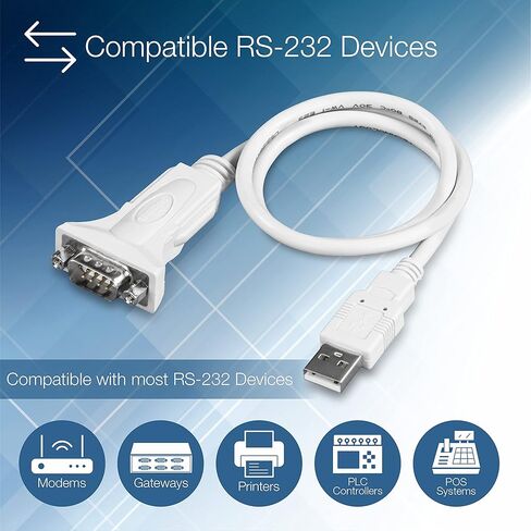 TRENDnet USB to Serial 9-Pin Converter Cable, Connect a RS-232 Serial Device to a USB 2.0 Port, Supports Windows & Mac, USB 1.1, USB 2.0, USB 3.0, 21 Inch Cable Length, Plug & Play, White, TU-S9 in Kuwait