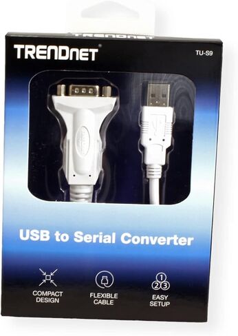 TRENDnet USB to Serial 9-Pin Converter Cable, Connect a RS-232 Serial Device to a USB 2.0 Port, Supports Windows & Mac, USB 1.1, USB 2.0, USB 3.0, 21 Inch Cable Length, Plug & Play, White, TU-S9 in Kuwait