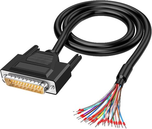 Jienk 6.56Ft 24AWG DB25 أنثى RS232 25 دبوس كابل تمديد تسلسلي، 25 دبوس موصل مطلي بالذهب مع سلك عاري نهاية كابل مفتوح in Kuwait