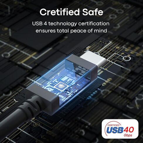 UANTIN USB 4 / Thunderbolt 4 كابل 1FT USB4 40 جيجابت في الثانية كابل بيانات يدعم 100 واط شحن 8K / 5K@60 هرتز فيديو متوافق مع Thunderbolt 3 وUSB Type C لجهاز MacBook Pro Air، Hub، Dock، iPhone 15 Series in Kuwait