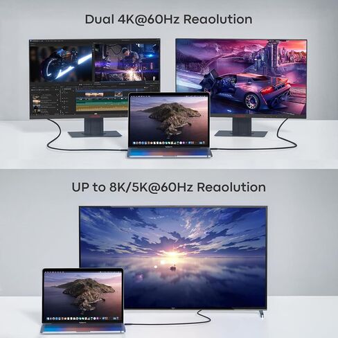 UANTIN USB 4 / Thunderbolt 4 كابل 1FT USB4 40 جيجابت في الثانية كابل بيانات يدعم 100 واط شحن 8K / 5K@60 هرتز فيديو متوافق مع Thunderbolt 3 وUSB Type C لجهاز MacBook Pro Air، Hub، Dock، iPhone 15 Series in Kuwait