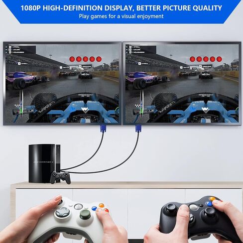 VGA Splitter Cable 1080P Dual VGA Monitor Y Cable 1 Male to 2 Female Adapter Cable Only for Screen Duplication - 1.5 Feet (No Screen Extension) - Only Work for Identical Monitor in Saudi Arabia
