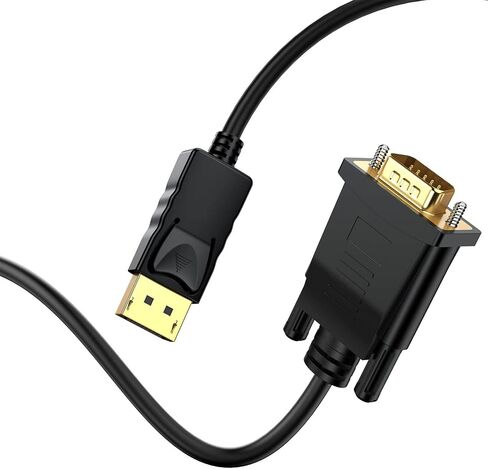 DisplayPort to VGA Cable 6FT 2-Pack, 1080P@60Hz Male to Male Video Cord | Unidirectional, No audio, Multi-shielded design, Compatible with Computer, Monitor, TV, Projector and More in Kuwait