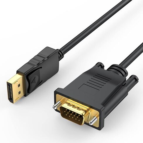 DisplayPort to VGA Cable 6FT 2-Pack, 1080P@60Hz Male to Male Video Cord | Unidirectional, No audio, Multi-shielded design, Compatible with Computer, Monitor, TV, Projector and More in Kuwait