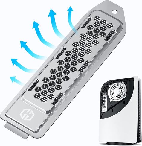 GRAUGEAR Metal Heat Dissipation Cover for PS5 Pro/Slim M.2 SSD Expansion Slot | Fit for M.2 NVMe SSD with Heatsink | New Breathable Cellular Hole | Cooling and Dust Proof | Silver in Kuwait