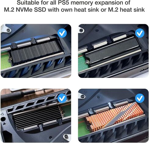 GRAUGEAR Metal Heat Dissipation Cover for PS5 Pro/Slim M.2 SSD Expansion Slot | Fit for M.2 NVMe SSD with Heatsink | New Breathable Cellular Hole | Cooling and Dust Proof | Silver in Kuwait