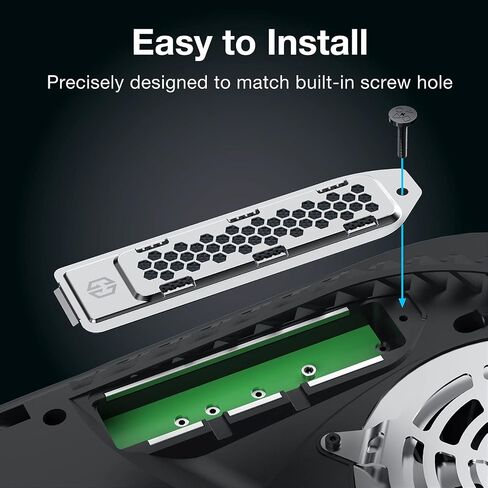 GRAUGEAR Metal Heat Dissipation Cover for PS5 Pro/Slim M.2 SSD Expansion Slot | Fit for M.2 NVMe SSD with Heatsink | New Breathable Cellular Hole | Cooling and Dust Proof | Silver in Kuwait