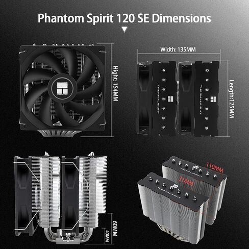 مبرد هواء وحدة المعالجة المركزية من Thermalright PS120SE، مبرد وحدة المعالجة المركزية 7 أنابيب حرارية، مروحة TL-C12B V2 PWM مزدوجة 120 مم، تقنية AGHP 4.0، محمل S-FDB، لـ AMD AM4 AM5/Intel 1700/1150/1151/1200/1851، مبرد الكمبيوتر الشخصي in Kuwait