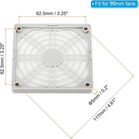 PATIKIL 90mm Fan Finger Grill، 4 Pack Grill Protector Guard غطاء واقي لمراوح العادم 90x90mm لمعدات الكمبيوتر DIY، أبيض in Kuwait
