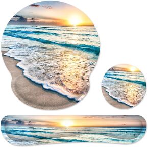 Ergonomic Mouse Pad with Wrist Rest and Keyboard Wrist Rest, Mousepad and Wrist Rest for Computer Keyboard, Pain Relief, Non-Slip Rubber Base, Mouse Pad with Wrist Support for Gaming, Office, Cat
