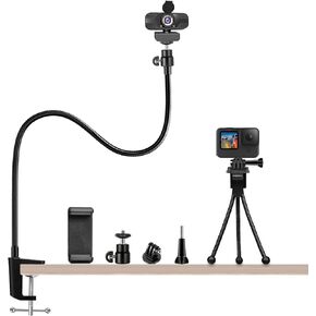 جونليم حامل كاميرا ويب وحامل جوال 27 انش - حامل مرن معزز بمشبك تثبيت على المكتب لكاميرا ويب لوجيتك C920، C930e، C930، C922x، C922، بريو 4K، C925e، C615 in Kuwait