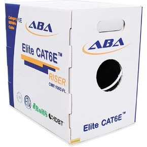 Infinity Cable Cat6e CMR Riser 600MHz UTP, 24AWG, Solid, Bare Copper, 1000 Feet, UL Certified, Ethernet Cable, Easy To Pull (Reelex II) Box, White