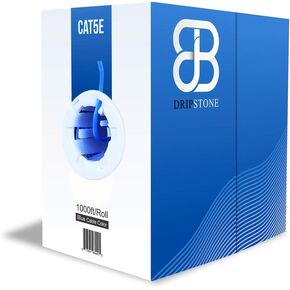 Dripstone - كابل شبكة LAN إيثرنت 600000 بطول 1000 قدم CAT5e 4/UTP 24AWG (أبيض) in Kuwait