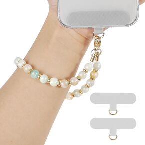takyu Phone Wrist Strap, Natural Gemstone Beaded Phone Charm Chain for Women Girls, Detachable Phone Wrist Lanyard with 2PCS Tether Tabs for Most Cellphone Cases