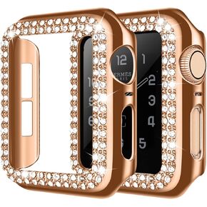 adepoy Compatible for Apple Watch Case 40mm Series 6/5/4 SE Bling Rhinestone Apple Watch Protective Case Bumper Frame Case Cover for Women Girl iWatch Series 40mm Silver in Kuwait