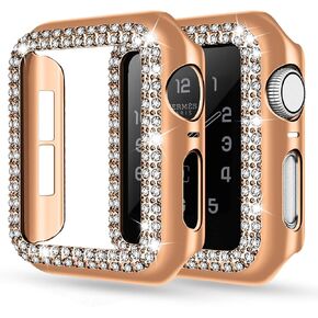 adepoy Compatible for Apple Watch Case 40mm Series 6/5/4 SE Bling Rhinestone Apple Watch Protective Case Bumper Frame Case Cover for Women Girl iWatch Series 40mm Silver in Kuwait