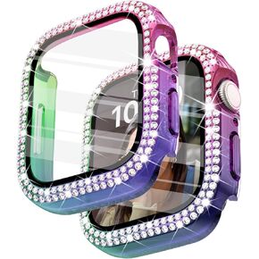 Surace Bling Case with Screen Protector for Apple Watch Series 6/5/4 44mm | Crystals Diamond Protective Face Cover Bumper with Tempered Glass Apple Watch Case, Sensitive Touch, Gold in Saudi Arabia