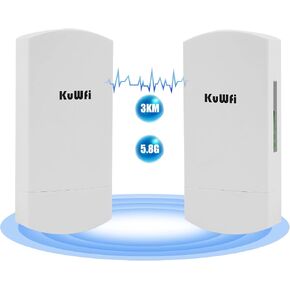 KuWFi 2-Pack 300Mbps Wireless Bridge Outdoor CPE WiFi Kit Point to Point | 2.4GHz P2P Link 1KM Range Starlink Extension in Kuwait