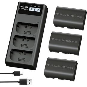 LP LP-E6N LP-E6 Replacement Battery, 2-Pack 2600mAh USB-C Charging Port in Kuwait