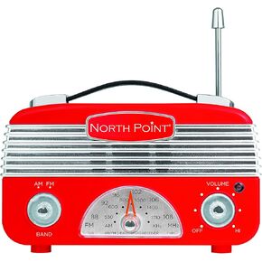 AM/FM Portable Vintage Radio with Best Reception, Circa 1960's Design, 3" AA Battery Operated Radio, Tuning, Volume and On/Off Knob, Pink and Silver
