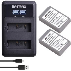 Batmax 2000mAh 2 قطعة BLS-5 BLS-50 PS-BLS5 بطارية + LED شاحن USB مزدوج لأوليمبوس BLS-5 E-PL2، E-PL5، E-PL6، E-PL7، E-PL8، E-PL9، E-PL10 ,E-PM2,OM-D E-M10,E-M10 Mark II,III,E-M10 IV,Stylus1 كاميرات in Kuwait