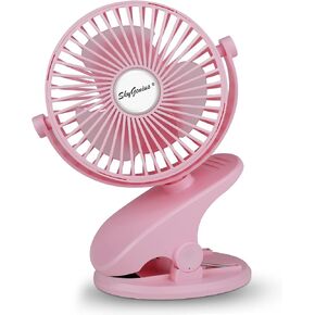 SkyGenius Battery Operated Stroller Fan, Rechargeable USB Powered Mini Clip on Desk Fan in Kuwait