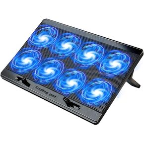 Laptop Cooling Pad with 8 Quite Cooling Fans,Laptop Fan Cooling Pad for 12-17 Inch, Laptop Cooler Stand with 7 Height Adjustable, 2 USB Ports,Wind Speed Adjustable(Black) in Kuwait