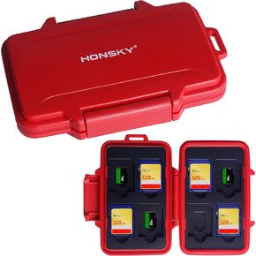 حامل بطاقات SD، حافظة بطاقات ذاكرة مقاومة للماء من Honsky لبطاقات SD، بطاقات Micro SD، SDHC SDXC، أسود
