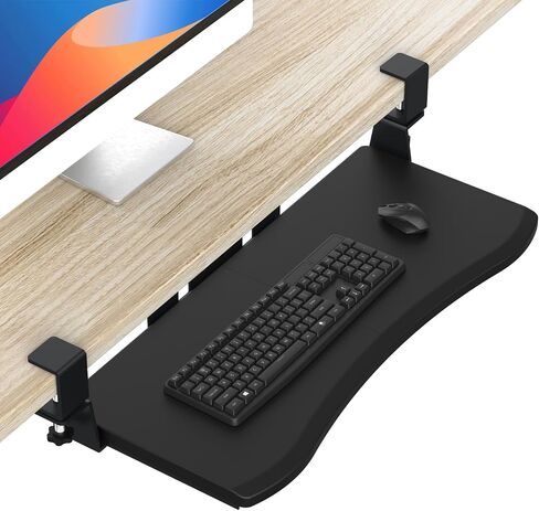LETIANPAI Keyboard Tray Under Desk,Pull Out Keyboard & Mouse Tray with Heavy-Duty C Clamp Mount,27(32 Including Clamps)x11.8 in Slide Out Platform Computer Drawer,Suitable for home work or office work in Saudi Arabia