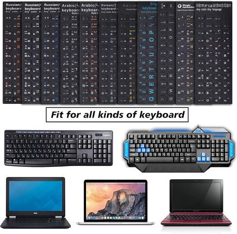 3PCS Universal English Keyboard Letter Stickers, Replacement English Keyboard Stickers with Black Background and White Lettering for PC Computer Laptop Desktop-English in Saudi Arabia
