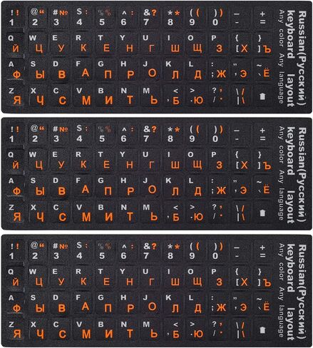 3PCS Universal English Keyboard Letter Stickers, Replacement English Keyboard Stickers with Black Background and White Lettering for PC Computer Laptop Desktop-English in Saudi Arabia