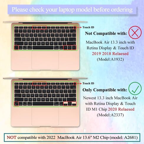 Silicone Keyboard Cover Skin for MacBook Air 13.3 inch A2337 M1 Released in Nov. 2020 US Layout Ultra Thin Protector Cover Skin NOT for 13.6" M4 M3 M2 A2681 A3113 A3240 in Kuwait