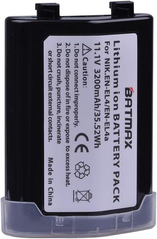 بطارية Batmax 3200 مللي أمبير في الساعة EN-EL4 EN-EL4a ENEL4a بديلة لبطارية Nikon EN-EL4، EN-EL4A؛ بطارية Nikon D2H D2Hs D2X D2Xs D3 D3s D3x F6 لكاميرات SLR الرقمية MB-D10 in Kuwait