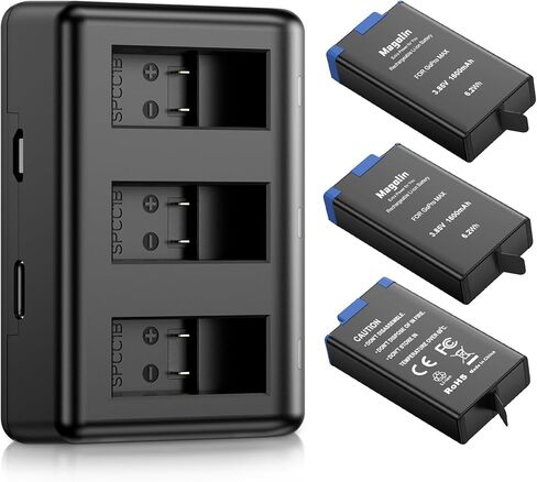 بطارية Magolin Max 3 عبوات لكاميرا GoPro Max 360 مع شاحن سريع ثلاثي القنوات متوافق مع GoPro Max 360 ACDBD-001، بطارية ACBAT-001 in Kuwait