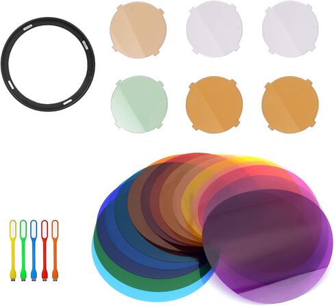 Godox AK-R16 Round Color Filters with V-11C Color Filters Kit Compatible with Godox V1 Flash, V1-C V1-N V1-S V1-F V1-O, Use with H200R Round Flash Head, AD200, AD200 Pro (15 Color 30 Pieces) in Saudi Arabia