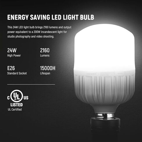 NEEWER 600W Photography Lighting Kit, Incandescent Equivalent Studio Kit with (2)White Umbrella, (2)Black Umbrella, (3)24W LED Bulb, (3)Light Stand, (2)Bag, (5)Cable Tie, (3)E26 Socket Base, NK500 in Saudi Arabia
