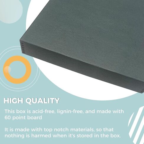 Golden State Art, Archival Storage Box, Gray, 11.75x15.25x3 Inch, Pack of 2 | Acid-Free Museum Box with Metal Edge Corner, for Storing Artwork Photos Documents Prints Arts And Crafts in Saudi Arabia