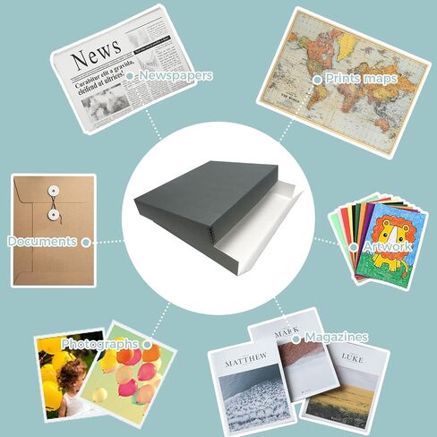Golden State Art, Archival Storage Box, Gray, 11.75x15.25x3 Inch, Pack of 2 | Acid-Free Museum Box with Metal Edge Corner, for Storing Artwork Photos Documents Prints Arts And Crafts in Saudi Arabia