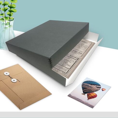 Golden State Art, Archival Storage Box, Gray, 11.75x15.25x3 Inch, Pack of 2 | Acid-Free Museum Box with Metal Edge Corner, for Storing Artwork Photos Documents Prints Arts And Crafts in Saudi Arabia